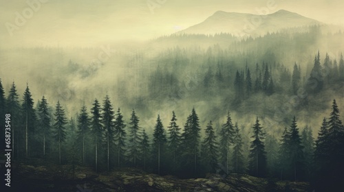 Pine forest in retro style © Krtola 