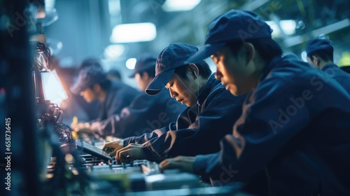 Asian workers in a factory