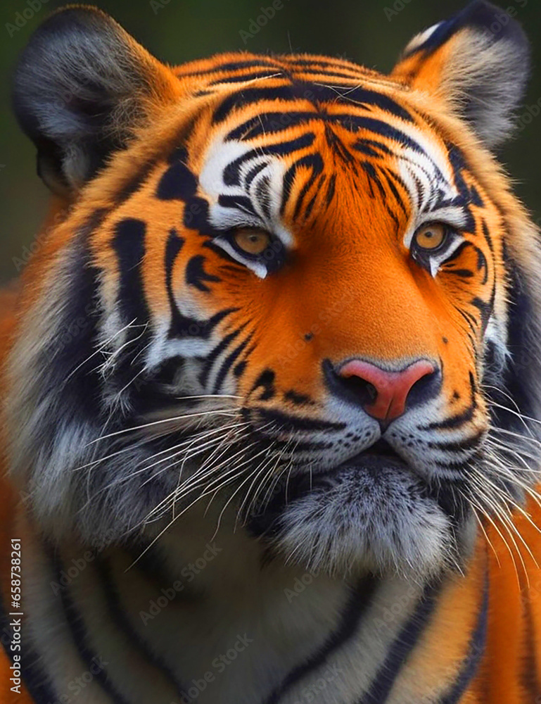 Obraz premium Beautiful Bengal tiger with lush green habitat background