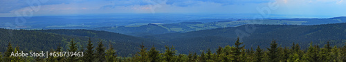 Panoramic view from the observation tower  Anensky vrch  in Orlicke hory  Czech Republic  Europe 