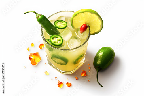 Spicy Margarita on white transparent background - Generative AI