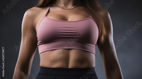 Fitness woman showing abs and flat belly, Athletic girl shaped abdominal