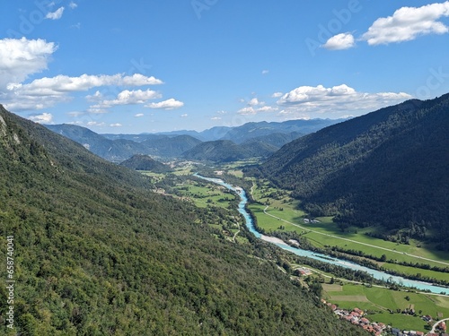 Fotografie Slovenia Soca river valley Europe,Paragliding beauty of free flying in Julian Al