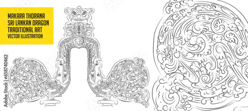 Makara thorana .sri Lanka traditional art vector illustration