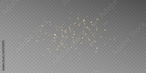 Realistic golden star dust light effect isolated on transparency grid layer. Stock royalty free vector illustration
