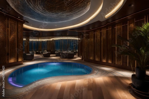 Designing serene wellness spaces on cruise ships for relaxation and rejuvenation.