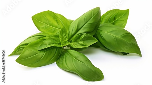 Thai basil is one of the cuisine's hidden components. isolated against a white backdrop