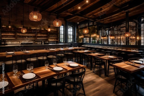 rustic-inspired restaurant interior that pays homage to local craftsmanship and cuisine.