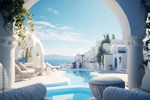 Villa with swimming pool. summer concept. Generative AI