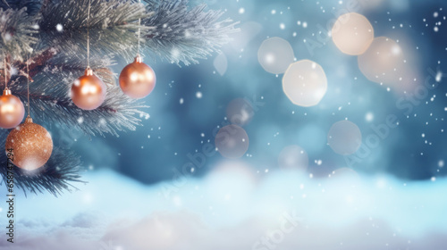 Xmas tree or christmas tree decorated festive christmas background. New year Winter background design  Christmas scene. Generative AI