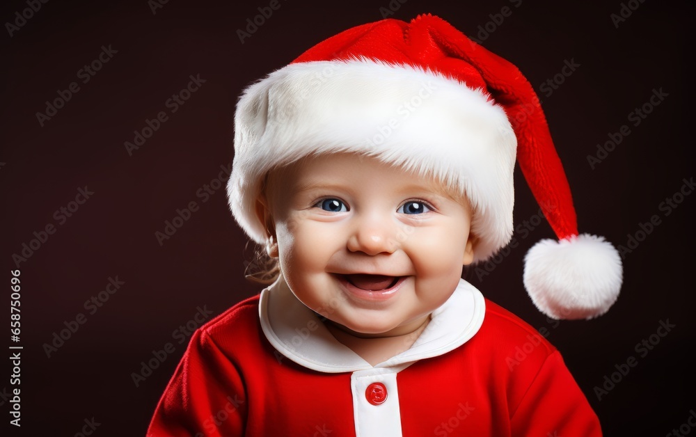 A beautiful baby wearing a Christmas Santa outift A beautiful baby wearing a Christmas Santa outift