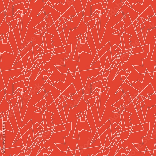 Seamless abstract geometric pattern. Simple background in white  orange. Digital textured background. Chaotic lines. Designed for textile fabrics  wrapping paper  background  wallpaper  cover.