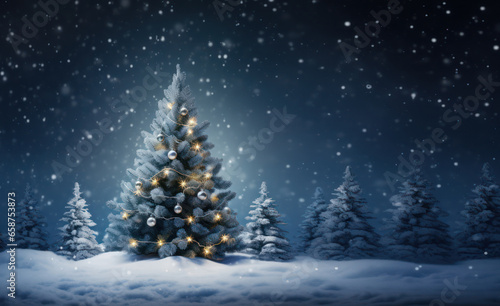 Christmas Tree Magic in a White Wonderland © Pixel Alchemy