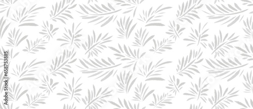 Seamless abstract floral pattern. Grey, white. Illustration. Botanical texture. Leavestexture. Design for textile fabrics, wrapping paper, background, wallpaper, cover.