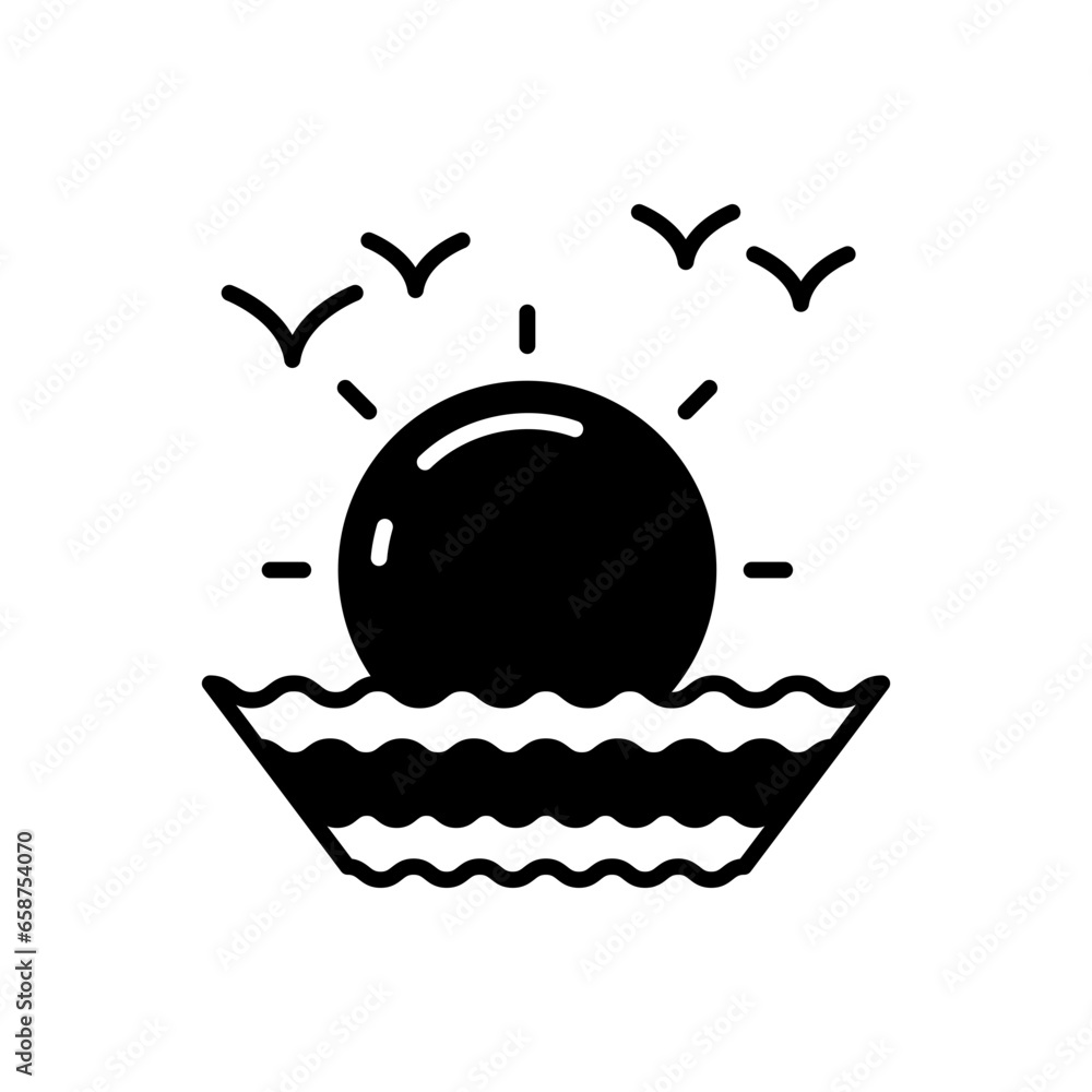 Fototapeta premium Ocean Sunrise icon in vector. Illustration