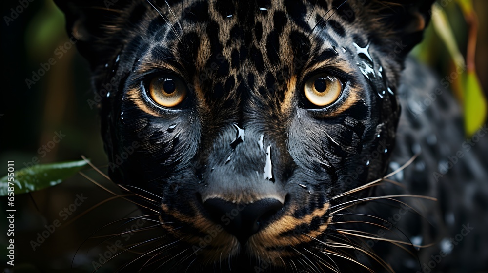 Majestic Carnivore: Intense Close-up Portrait of a Big Cat Wildlife. Cheetah portrait, close-up. Jaguar, leopard, lion close-ups, too. Wildlife theme.