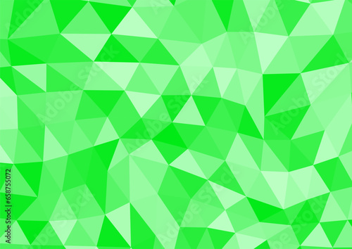 幾何学模様のポリゴンモザイク背景　緑
