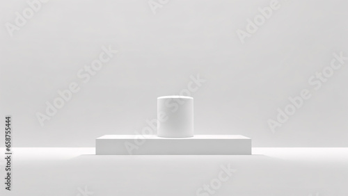 White podium on a white background. 3d rendering. minimal concept
