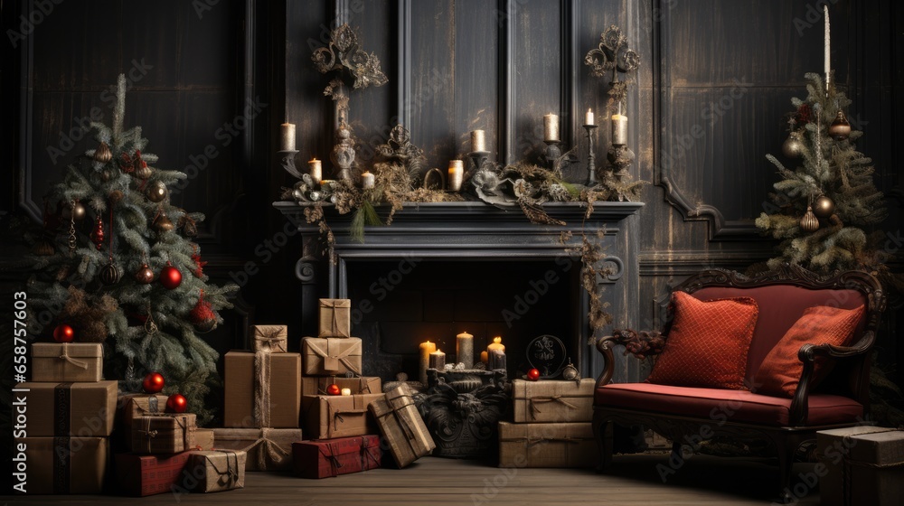 Christmas themed studio backdrop for studio photography