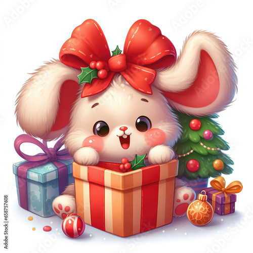 Cute little bunny opening a...