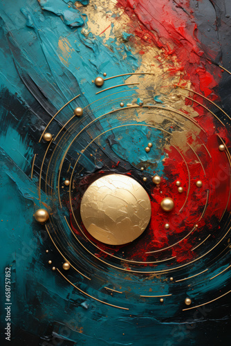 Abstract glowing painted red and blue artwork background