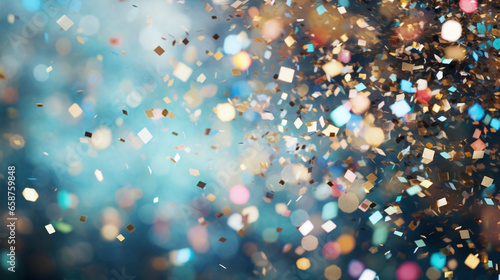 colorful confetti and glitter in a moment of celebration, on a vibrant background