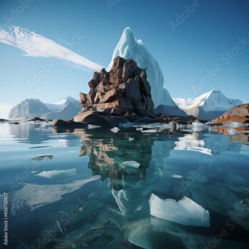 
Antarctica and Arctic, glaciers and snowy landscape.
Glacial retreat (modern deglaciation). Concept: Environmental problems, melting and degradation of glaciers. photo