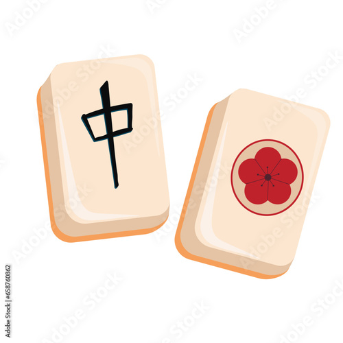 Mahjong or majiang. Chinese gambling game. Dice. Vector stock illustration. Isolated on a white background.