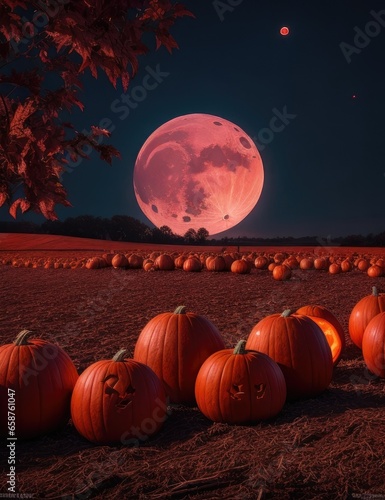 halloween pumpkin and moon