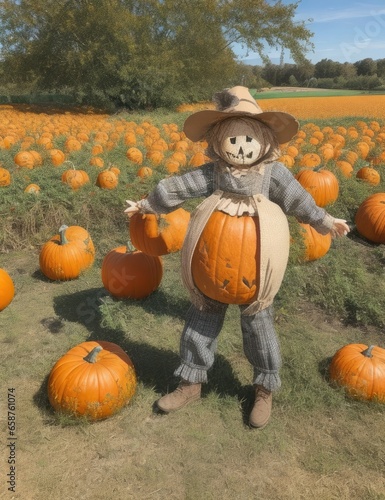 scarecrow and pumpkins