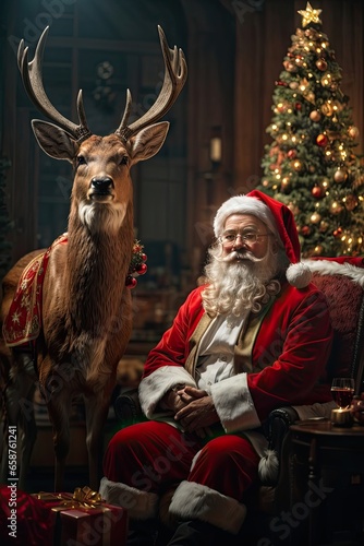 santa claus with christmas gifts