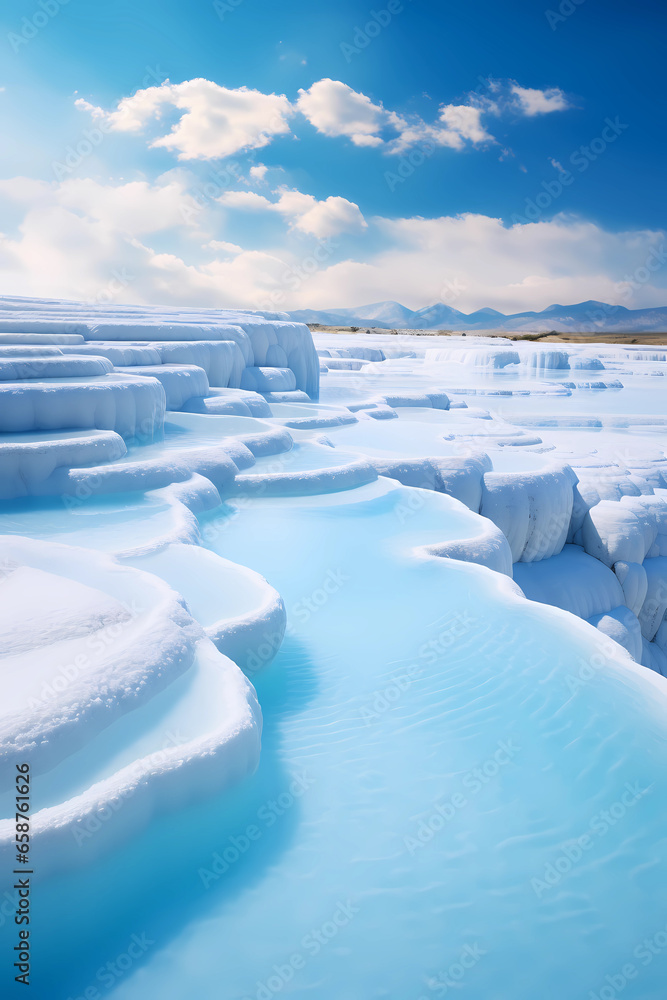 Obraz premium Illustration of a beautiful view of the travertines