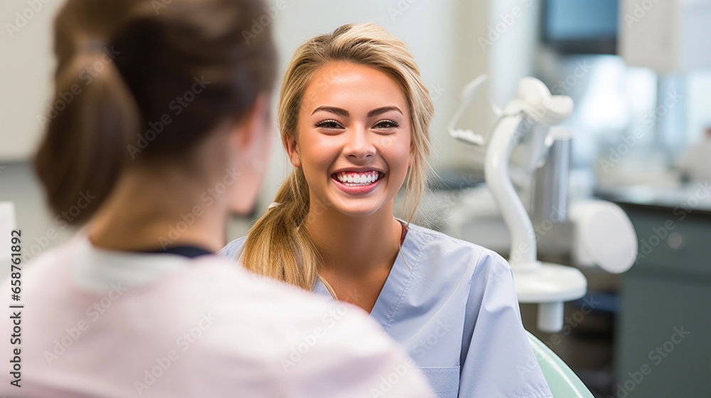 Smiling Dental Assistant Assisting Dentist Smiling Dental Assistant Assisting Dentist