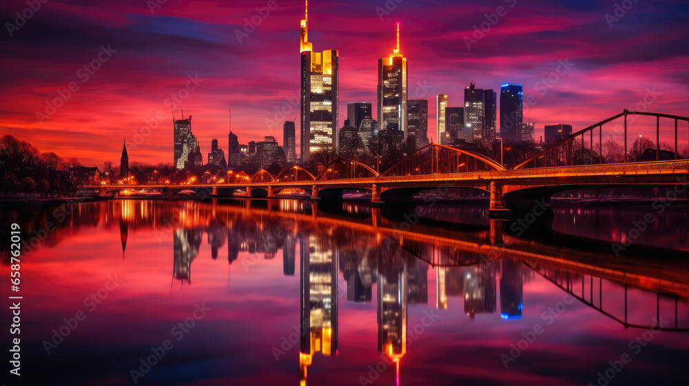 Colorful Twilight: Frankfurt am Main Skyline