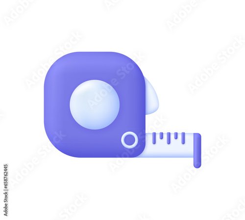 3D Tape Measure icon. Meter icon.