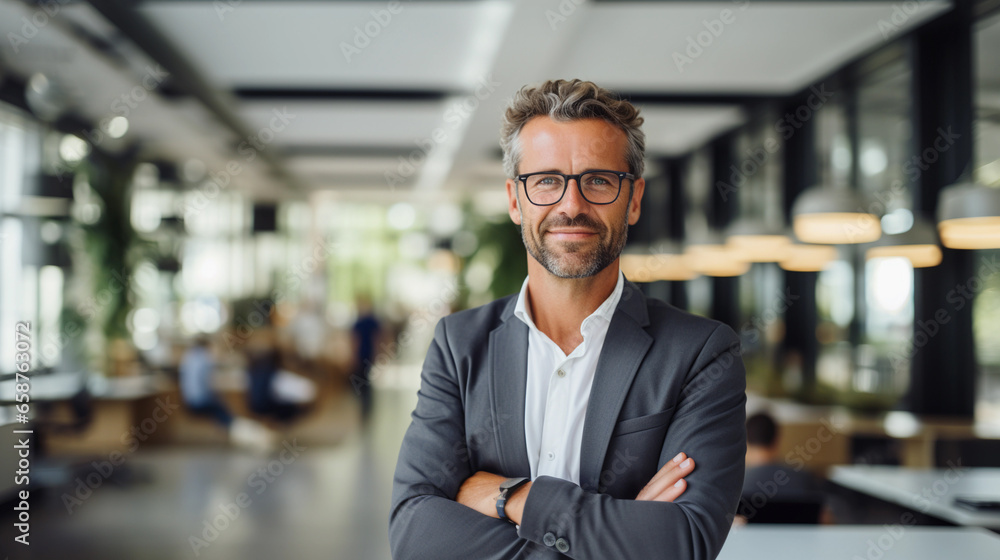 Portrait of a successful businessman against the backdrop of an office, beautiful lighting. Portrait of a successful businessman against the backdrop of an office, beautiful lighting.
