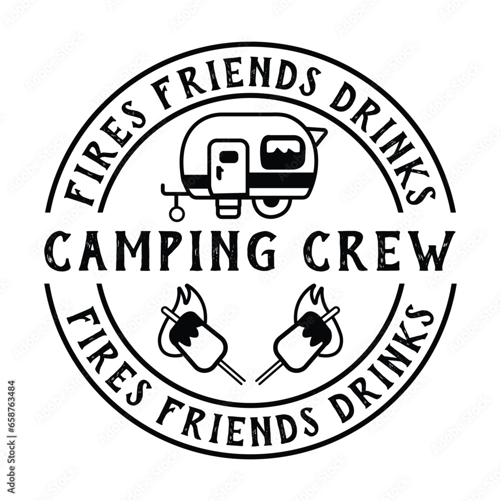 Fototapeta premium Fires friend's drinks camping crew Eps