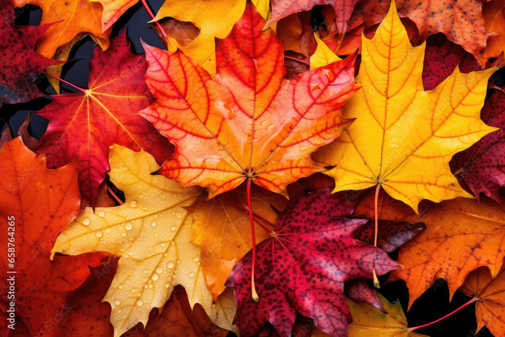 Maple leaves close up in autumn season