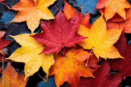 Wallpaper Mural Red and yellow autumn maple leaves laying on the forest ground Torontodigital.ca