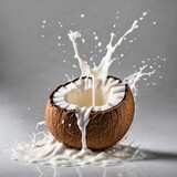 Coconut with milk splash, Generated with AI