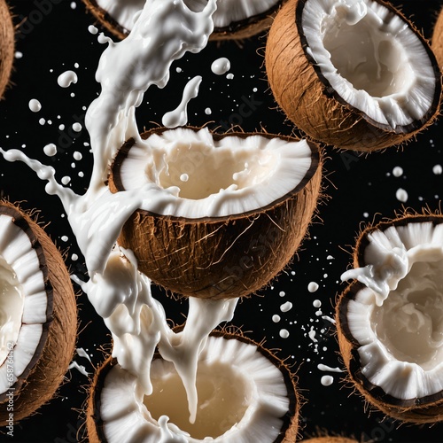 Coconut with milk splash, Generated with AI