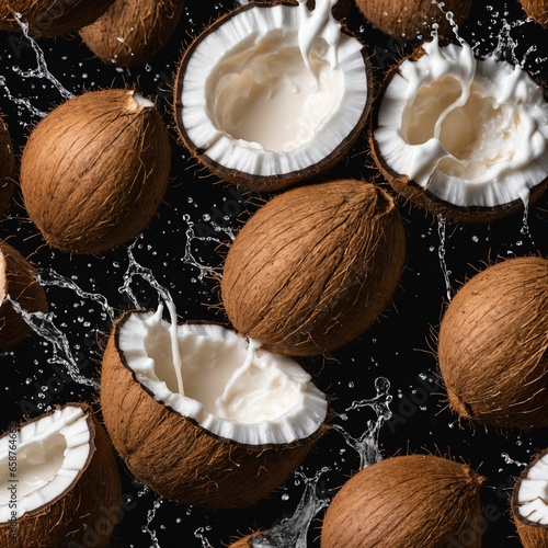 Coconut with milk splash, Generated with AI