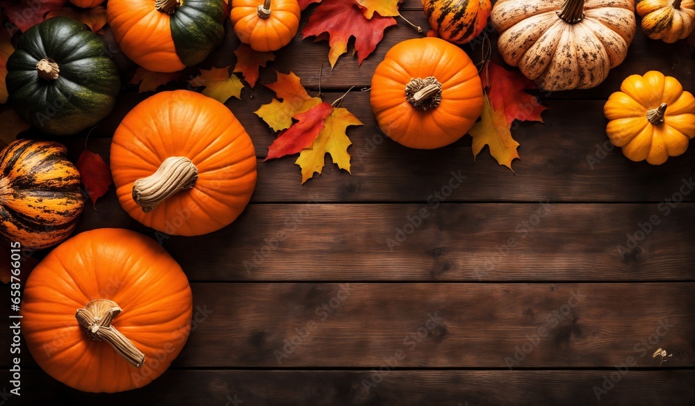 Fall-themed Border Banner Featuring Pumpkins and Gourds on Rustic Wooden Background with Space for Text Fall-themed Border Banner Featuring Pumpkins and Gourds on Rustic Wooden Background with Space for Text