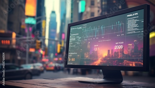 Computer screen with stock market data on the screen. 3d rendering