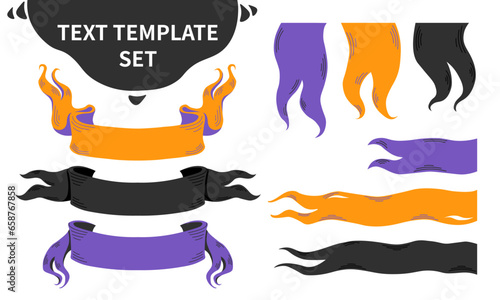 Halloween Ribbon banners. Retro set vintage flag, ribbon, graphic. Vector Illustration.