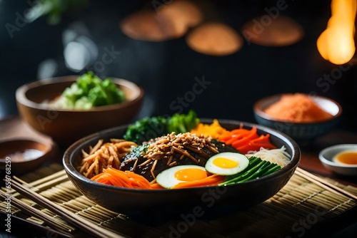 ?The camera is moving closer to show a tasty and well-liked Korean food called Bibimbap. Sometimes, it can be hard to understand things and confusing to figure out why they happen.. AI Generated