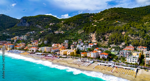 Fototapeta Naklejka Na Ścianę i Meble -  Aerial view of Varigotti on the Italian Riviera, Liguria, Italy