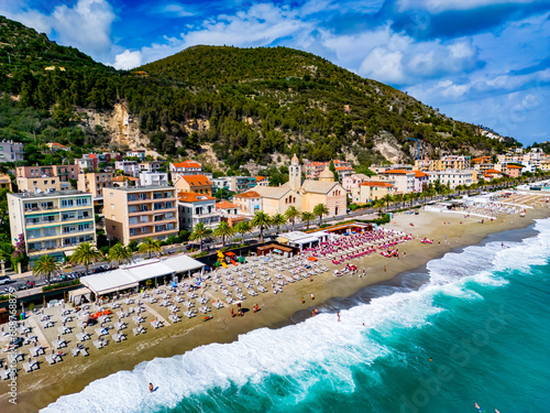 Fototapeta Naklejka Na Ścianę i Meble -  Aerial view of Varigotti on the Italian Riviera, Liguria, Italy
