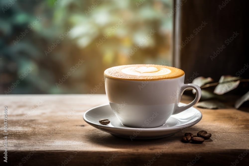 A Warm Almond Milk Latte Sits on a Rustic Wooden Table, Steam Rising Gently in the Early Morning Light, Inviting You to Start Your Day A Warm Almond Milk Latte Sits on a Rustic Wooden Table, Steam Rising Gently in the Early Morning Light, Inviting You to Start Your Day