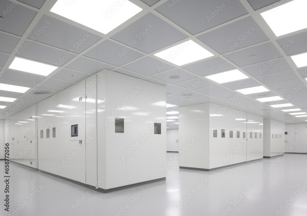 Cleanroom Ceiling Illuminated: High-Tech Facility - obrazy, fototapety, plakaty 